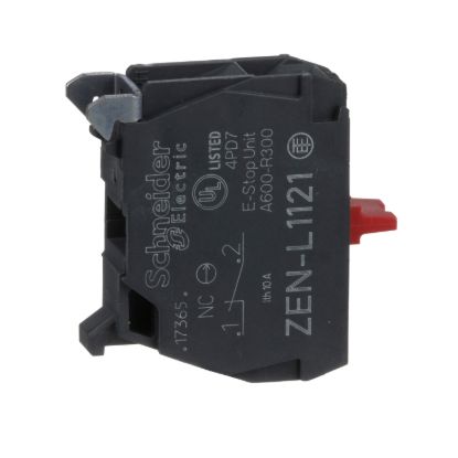 Picture of Single contact block, Harmony XALD, XALK, silver alloy, rear mounting, screw clamp terminal, 1NC