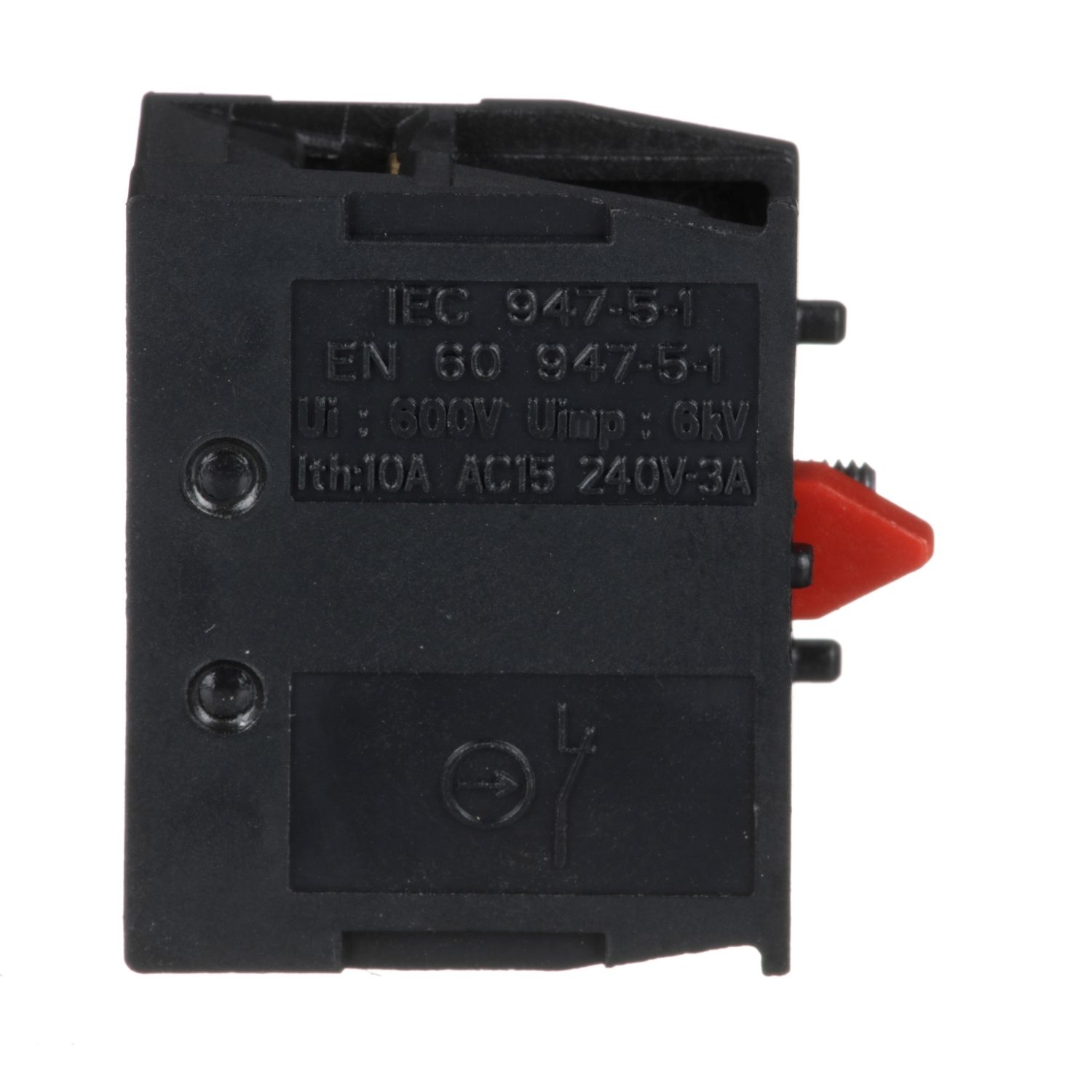 Picture of Contact block, Harmony XAC, single contact, spring return, 1 speed, front mounting, screw clamp terminal, 1NC