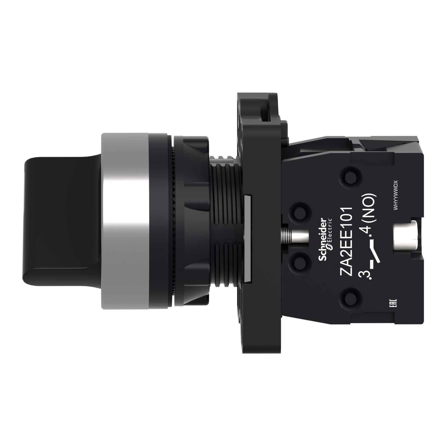 Picture of Complete selector switch, Easy Harmony XA2, plastic, black, 22mm, 2 positions, stay put, 1NO
