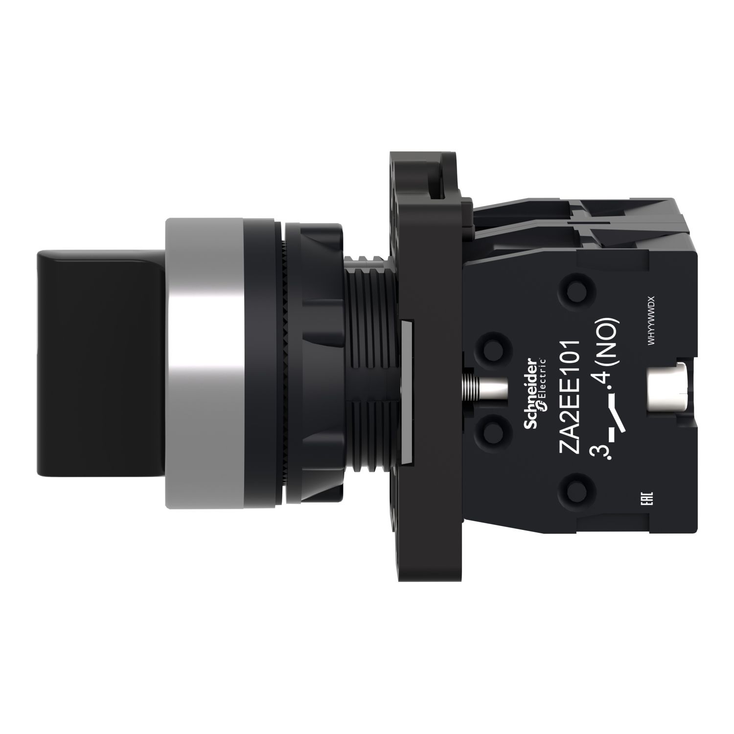Picture of Complete selector switch, Easy Harmony XA2, plastic, black, 22mm, 3 positions, stay put, 2NO