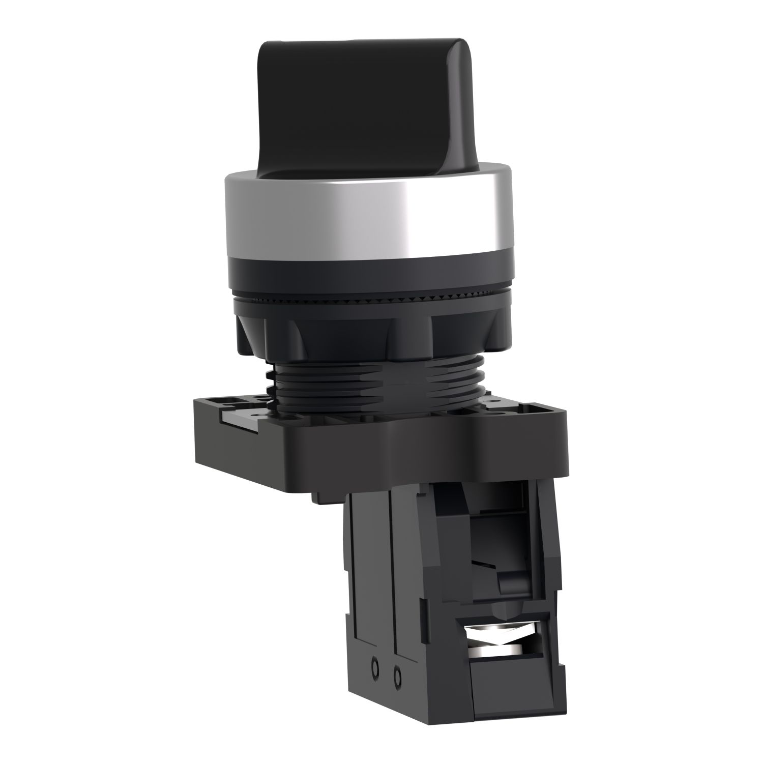 Picture of Complete selector switch, Easy Harmony XA2, plastic, black, 22mm, 2 positions, spring return from right to left, 1NO