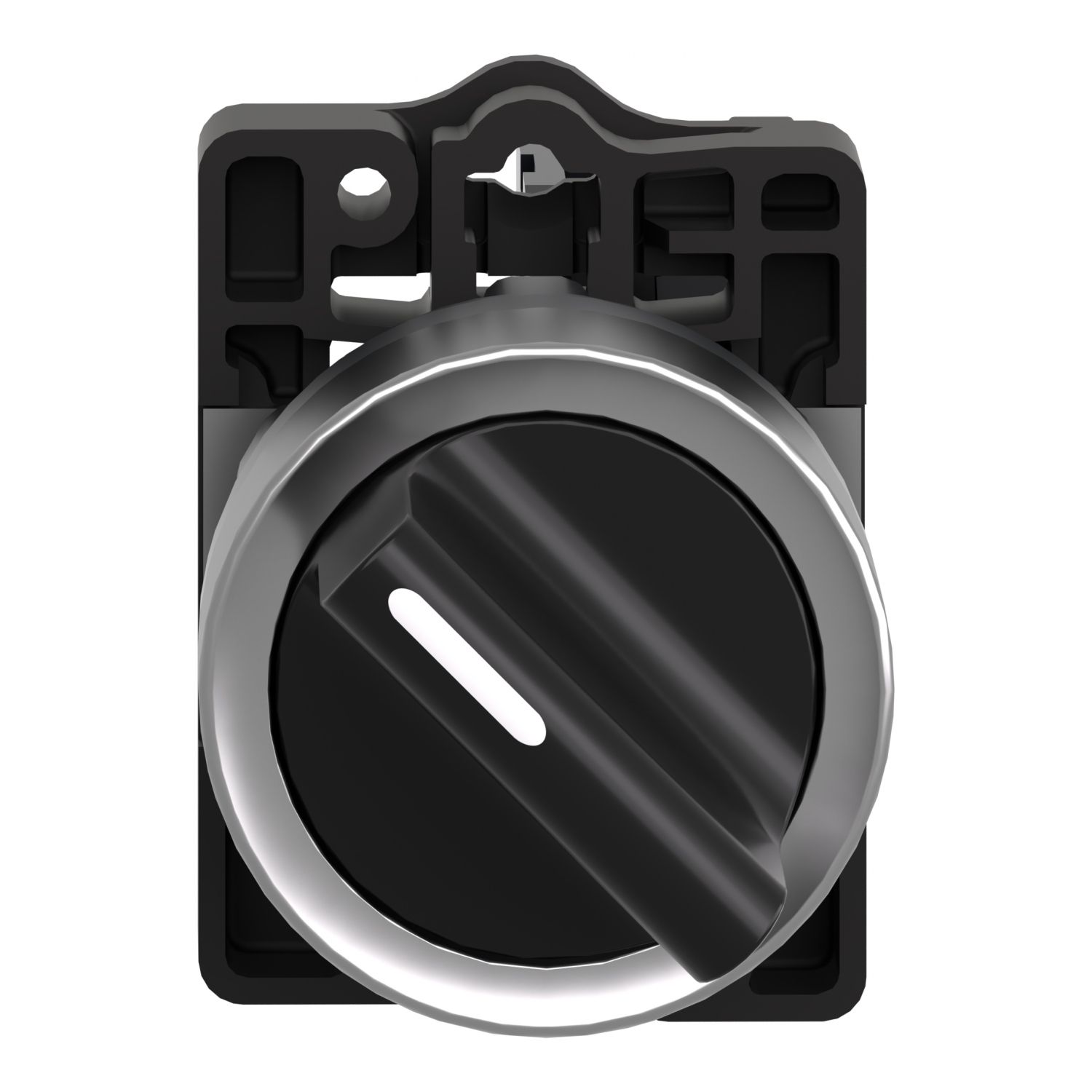 Picture of Complete selector switch, Easy Harmony XA2, plastic, black, 22mm, 2 positions, spring return from right to left, 1NO