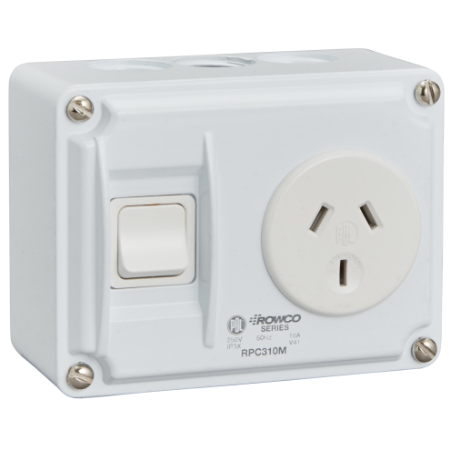 Picture of Rowco, 1 Switch, IP30, 250V, 10A, 3 Pins, 105 X 80 X 54mm