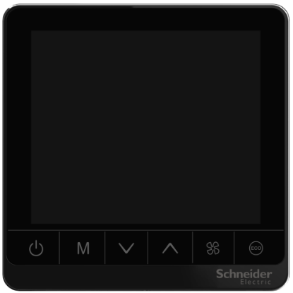 Picture of Thermostat, Spacelogic, fan coil on/off, standalone, touchscreen, 2P, 3 fan, 240V, black