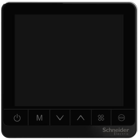 Picture of Thermostat, Spacelogic, fan coil proportional, standalone, touchscreen, 4P, 3 fan, external sensor, 240V, black