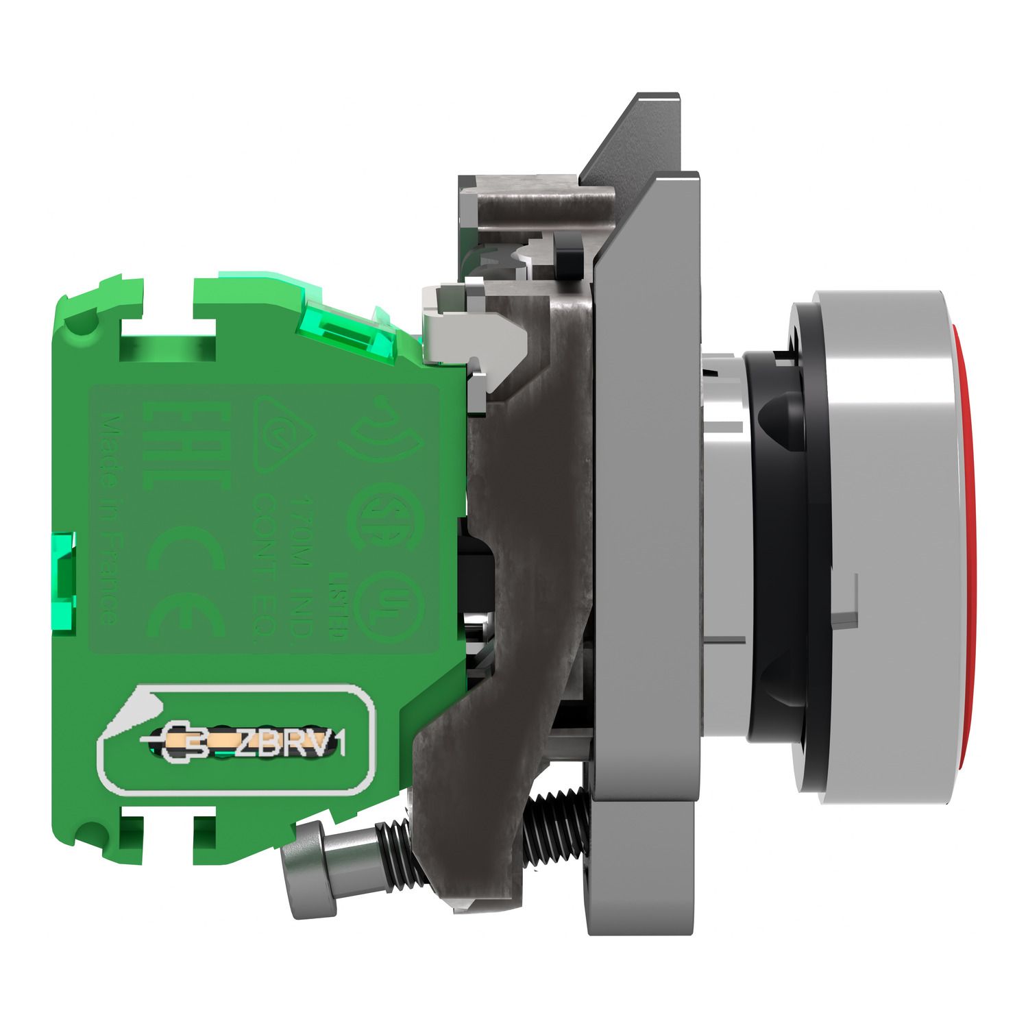 Picture of Wireless and batteryless transmitter, Harmony XB5R, push button, metal, red, 22mm, spring return