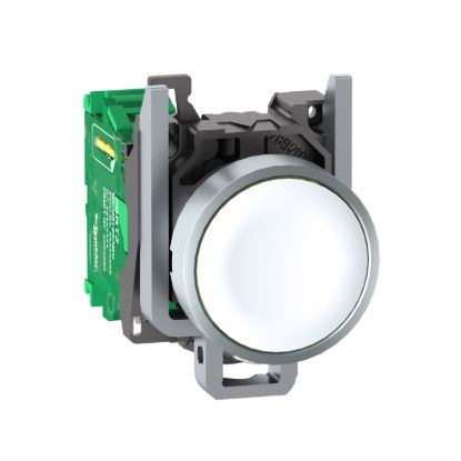 Picture of Wireless and batteryless transmitter, Harmony XB5R, push button, metal, white, 22mm, spring return