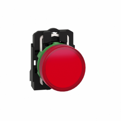 Picture of pilot light, Harmony XB5, grey plastic, red, 22mm, universal LED, plain lens, 110...120V AC