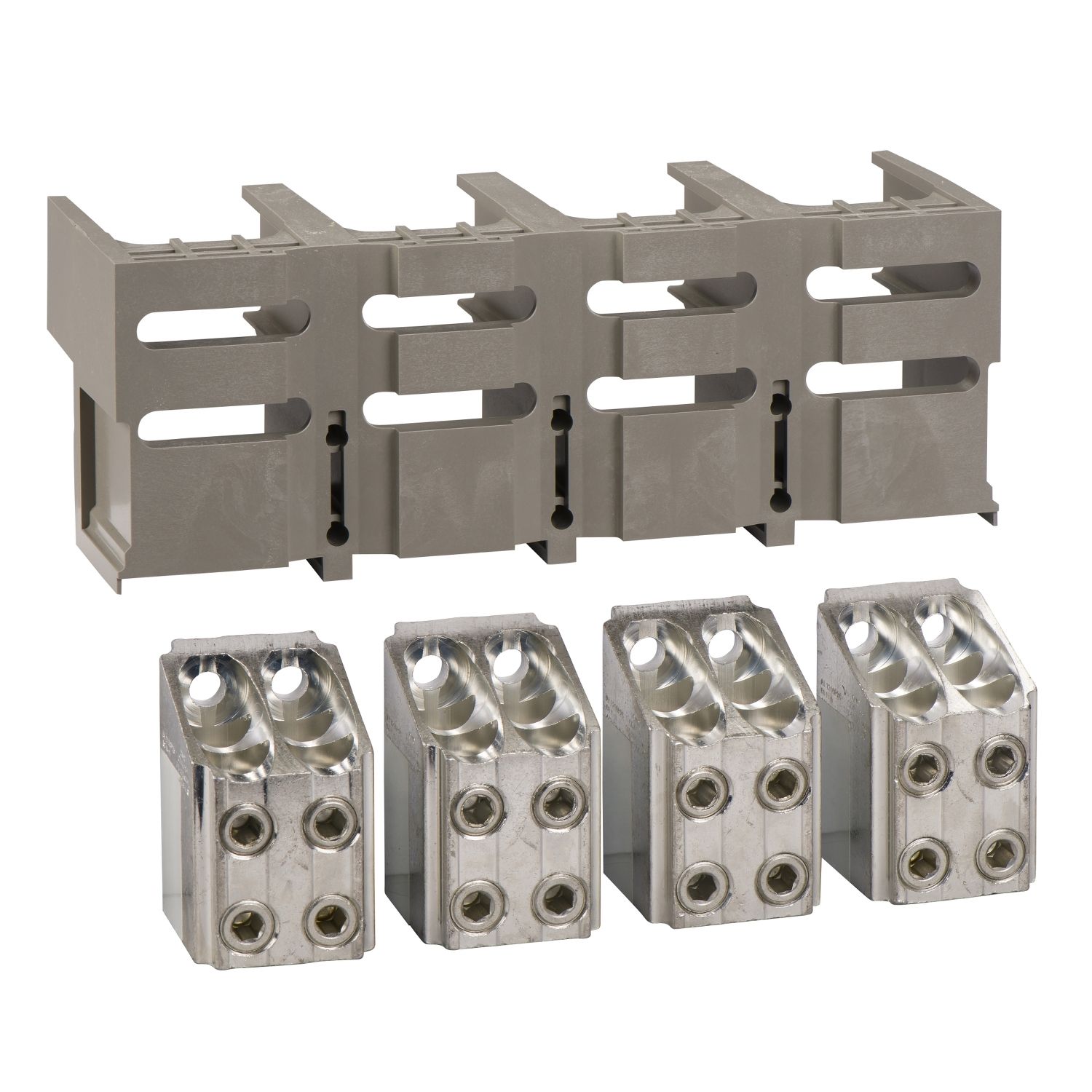 Picture of Set of bare cable connectors and terminal shield, ComPacT NS630b to NS1600, fixed, front connected, 240mÂ², 4 poles