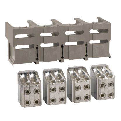 Picture of Set of bare cable connectors and terminal shield, ComPacT NS630b to NS1600, fixed, front connected, 240mÂ², 4 poles