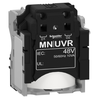 Picture of Undervoltage release MN, ComPacT NSX, rated voltage 48VAC 50/60Hz, screwless spring terminal connections