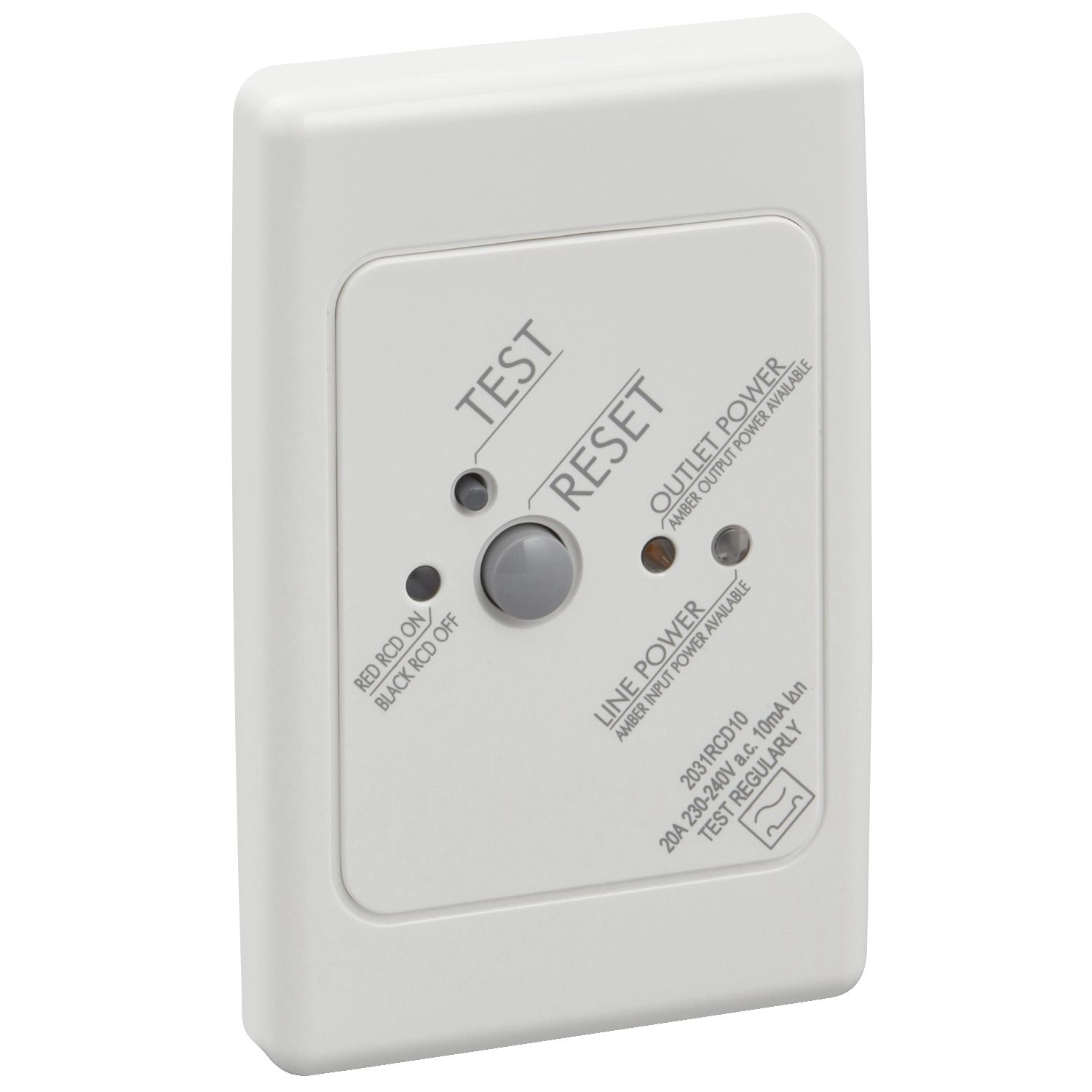Picture of Residual Current Circuit Breaker, Medilec, 2 Pole, 20A, 10mA, 250V, Horizontal