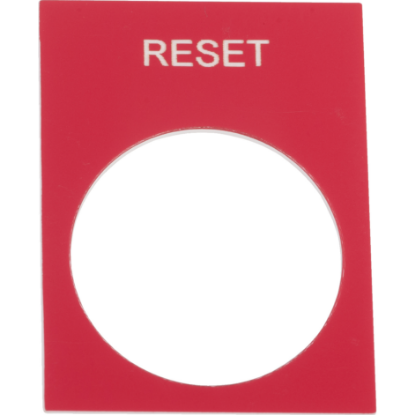 Picture of Marked legend, Harmony XAC, nameplate, 30 x 40mm, plastic, red, 22mm push button, white marked RESET