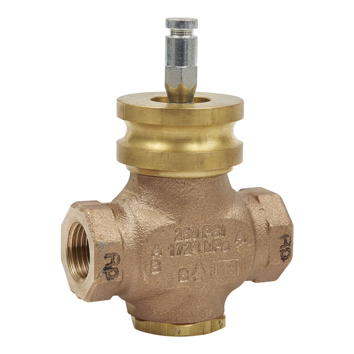 Picture of VG210R Globe Valve, 2-Way, DN15, Rp 1/2 Internal Thread, Brass Trim, PTFE Seat Seal, Kvs 0.63 mÂ³/h, Stem Up Closed.