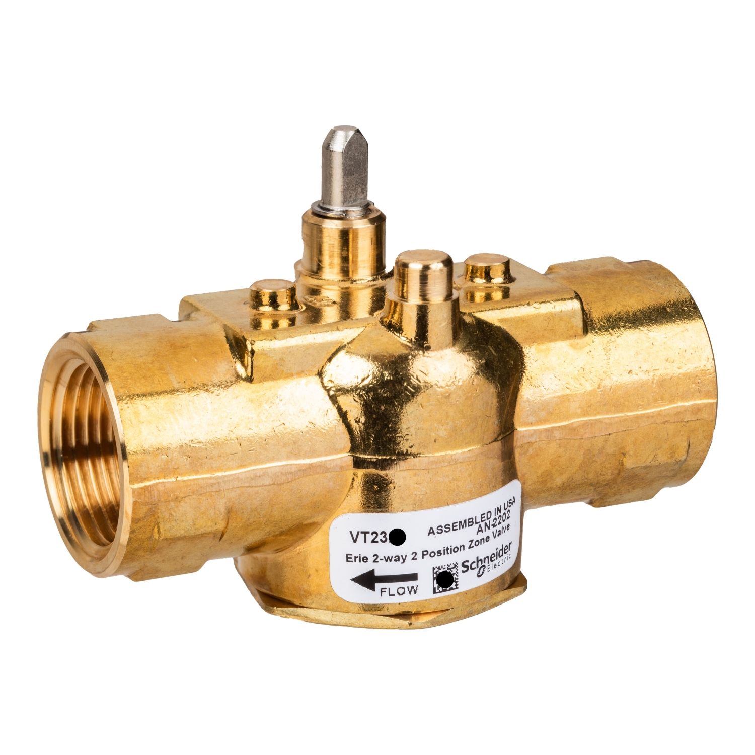 Picture of Erie Zone Valve, 2-Way, PN16, DN20 (3/4"), Rp Thread, Kvs 4.3 mÂ³/h (Cv 5.0), Pop-Top Actuator Connection, Brass Body.