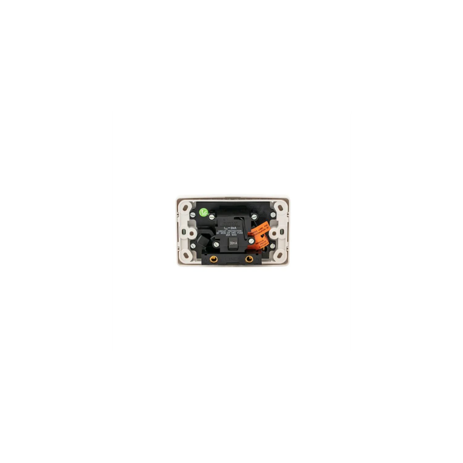 Picture of RCD Protected Twin Switch Socket Outlet, 2000 Series, 250V, 10A, 1 Pole, 30mA RCD