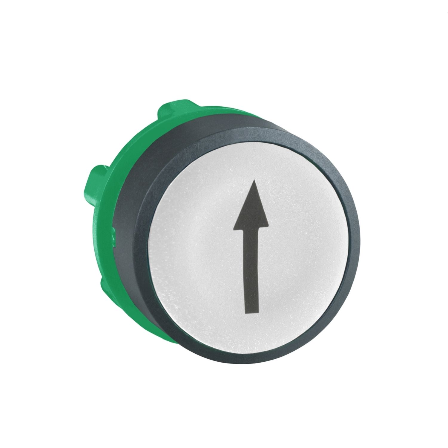 Picture of Push button head, Harmony XB5, plastic, flush, white, 22mm, spring return, marked UP ARROW