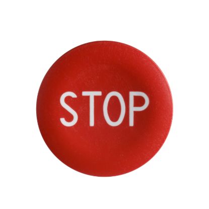 Picture of Cap for push button head, Harmony XB4, plastic, red, 22mm, white marked STOP