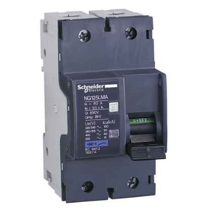 Picture of Miniature circuit breaker (MCB), Acti9 NG125LMA, 2P, 63A, MA curve, 50kA (IEC/EN 60947-2)