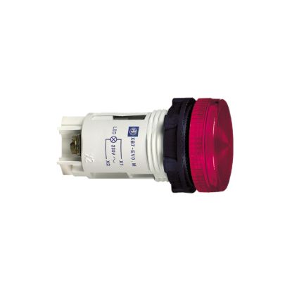 Picture of round pilot light Ø 22 - red - bulb BA 9s - 230 V - screw clamp