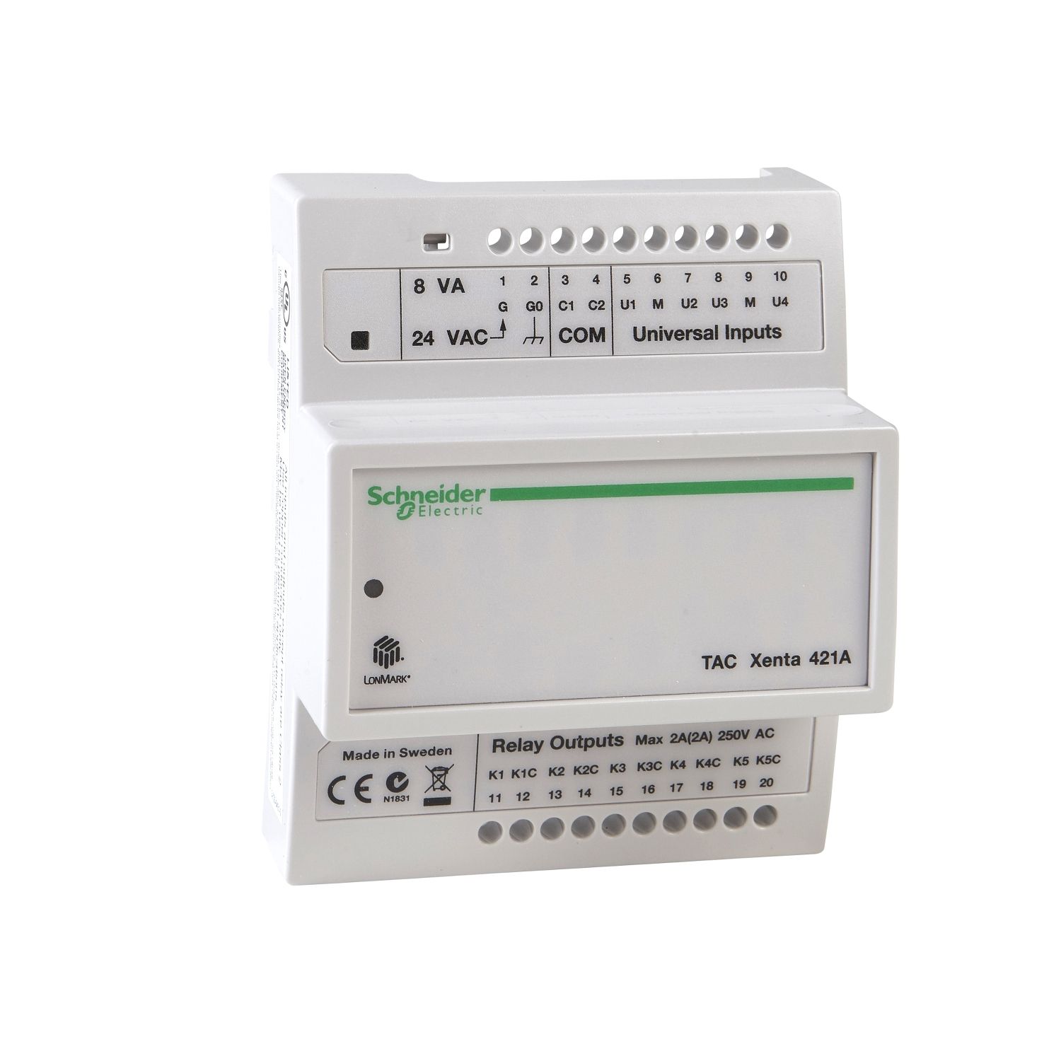 Picture of TAC Xenta 422A: UI and DO Module, 4 DI, 5 DO, 4 LED Status Indicators, Use w/ 0-073-0902/0907
