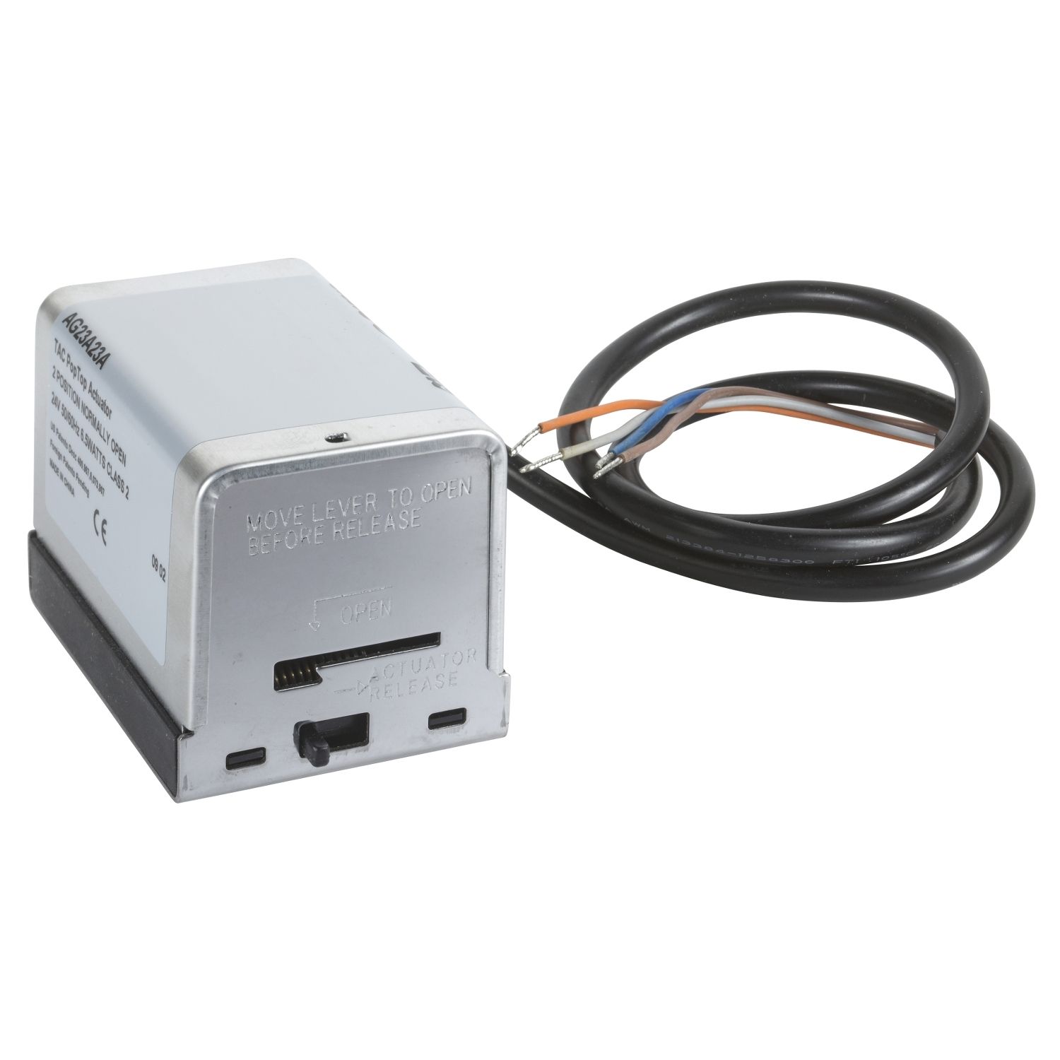 Picture of Erie actuator, high close off model, 230VAC, Pop-Top mount on Erie VT valves, 2 position, 0.9m (36") lead