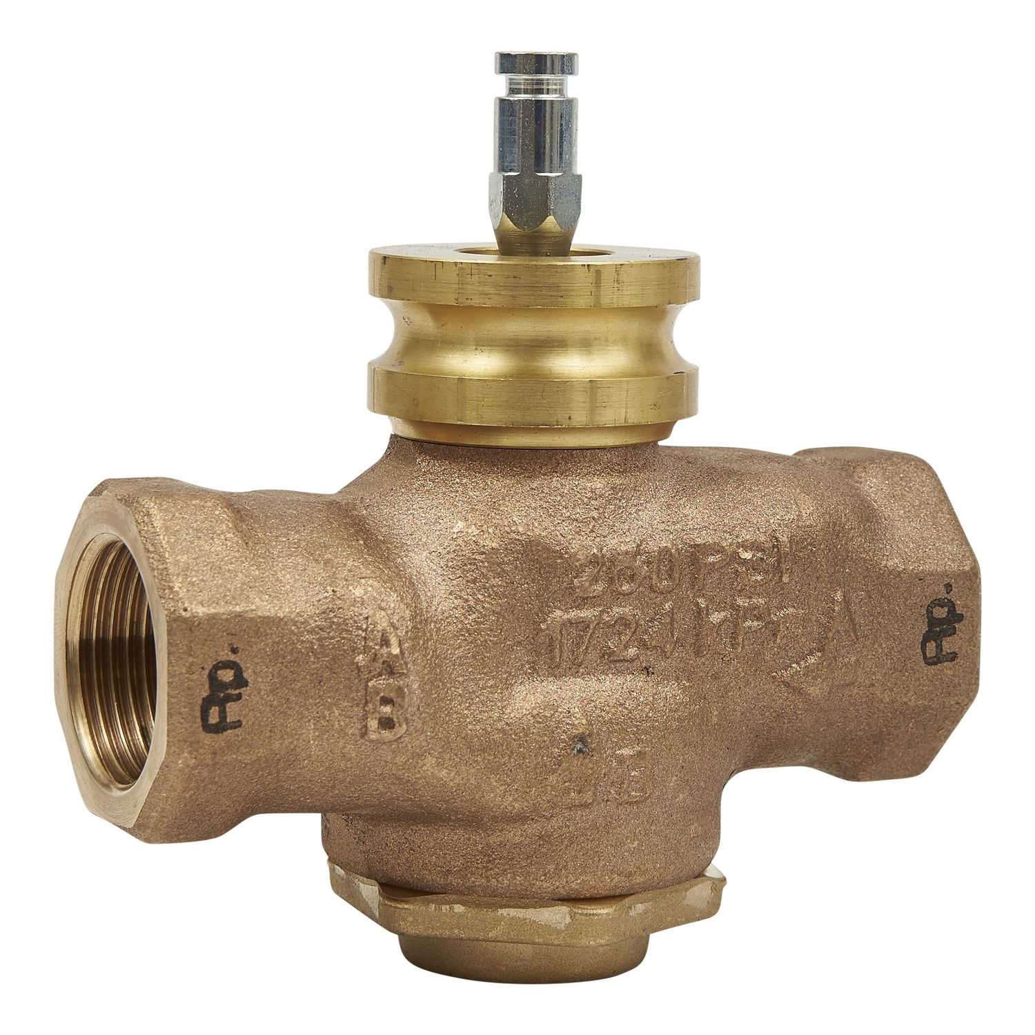 Picture of VG210R Globe Valve, 2-Way, DN25, Rp 1 Internal Thread, Brass Trim, PTFE Seat Seal, Kvs 10 mÂ³/h, Stem Up Closed.