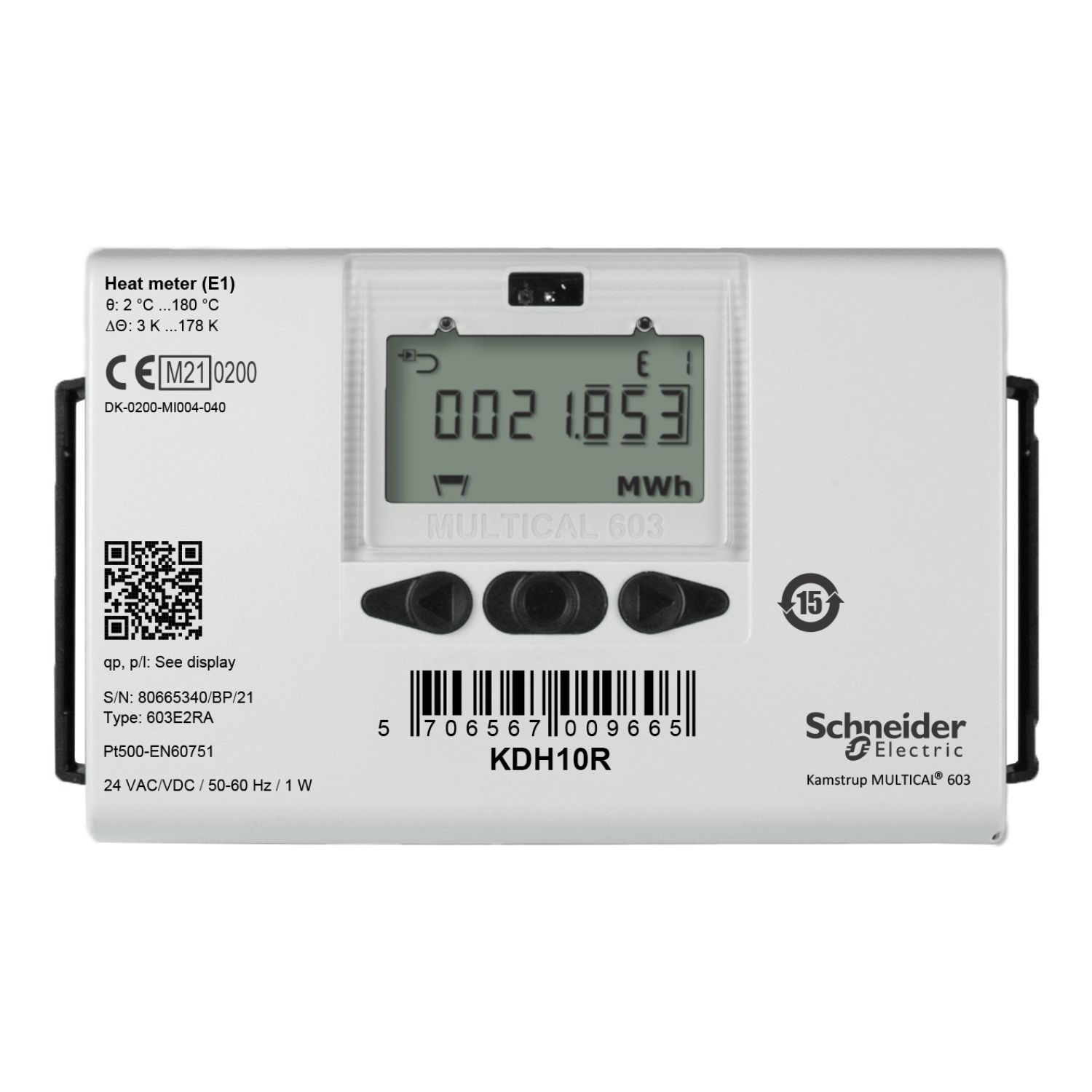 Picture of KD Series Heating Meter, R1 Threaded Brass, 3.5 m³/h Nominal, Return