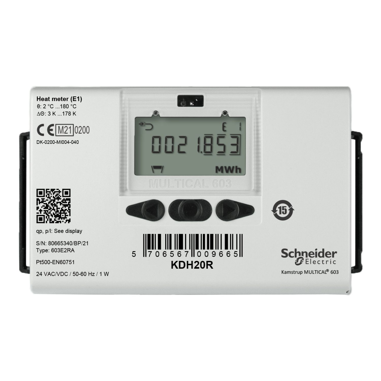 Picture of KD Series Heating Meter, DN25 Flanged Stainless Steel, 6 m³/h Nominal, Return
