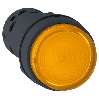 Picture of Monolithic illuminated push button, Harmony XB7, plastic, orange, 22mm, integral LED, spring return, 230...240V AC, 1NO