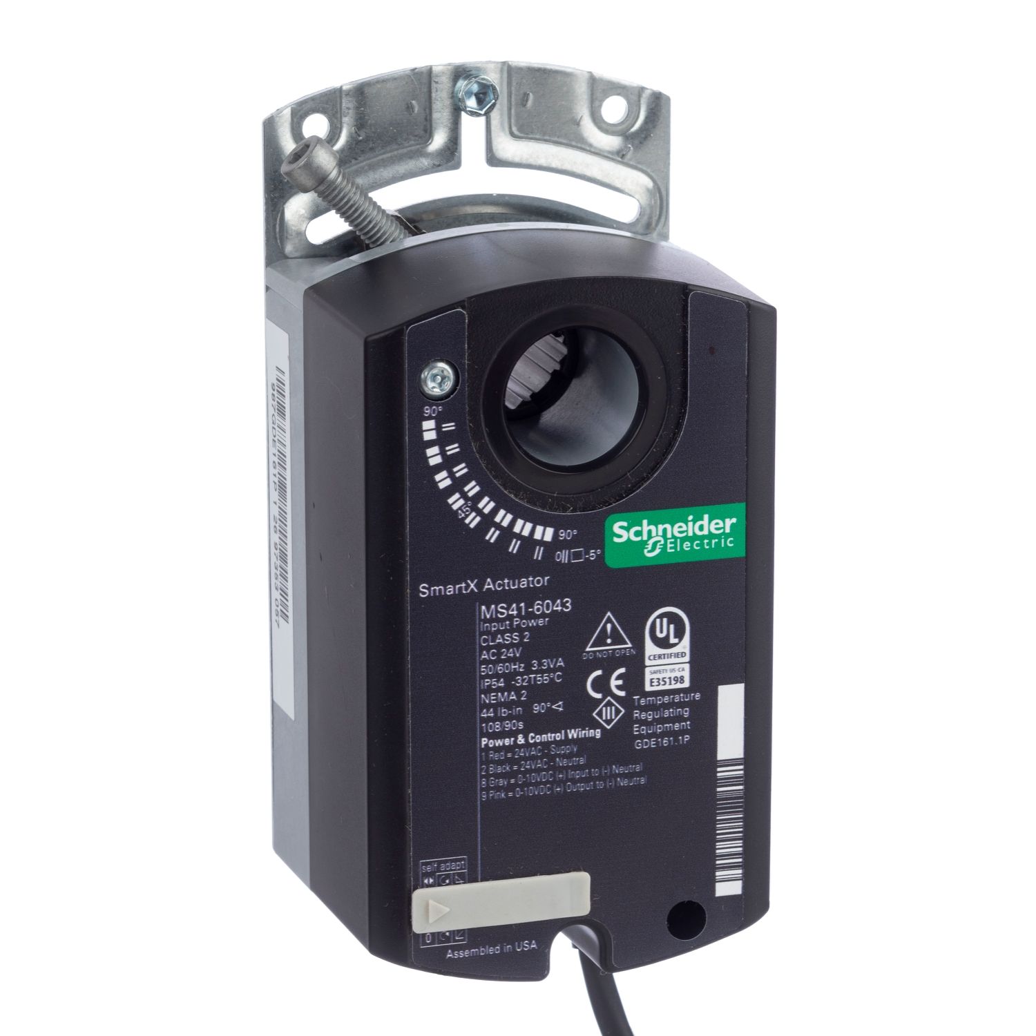 Picture of SmartX, Damper Actuator, proportional 0-10 Vdc, non-spring return, 24 Vac, 3 ft plenum cable, 44 lb-in, NEMA 2