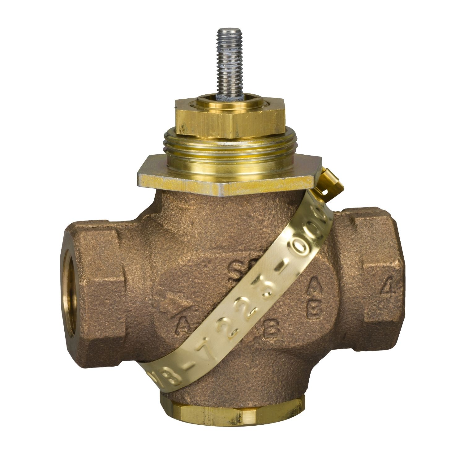 Picture of Venta, Globe Valve, 1/2 in, 2-way, straight threaded NPT, stem up closed, brass trim, 2.2 Cv