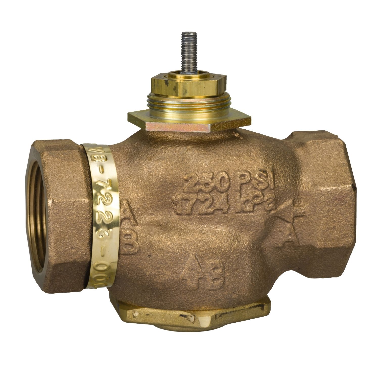 Picture of Venta, Globe Valve, 1-1/4 in, 2-way, straight threaded NPT, stem up closed, stainless steel trim with soft seats, 20 Cv