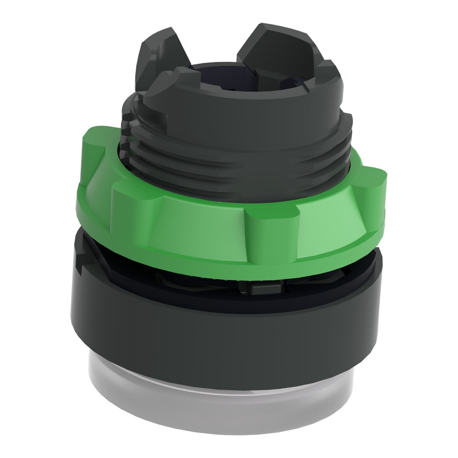 Picture of Head for illuminated push button, Harmony XB5, white projecting, 22mm, universal LED, spring return, unmarked