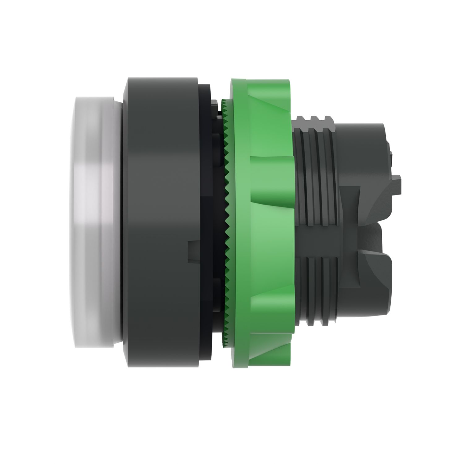 Picture of Head for illuminated push button, Harmony XB5, white projecting, 22mm, universal LED, spring return, unmarked