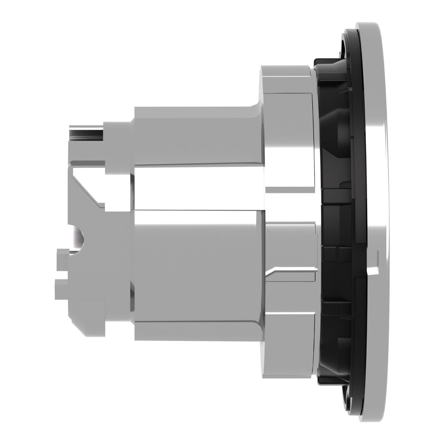 Picture of Head for illuminated push button, Harmony XB4, metal, yellow, universal LED, 30mm, left to center, for legend of insertion