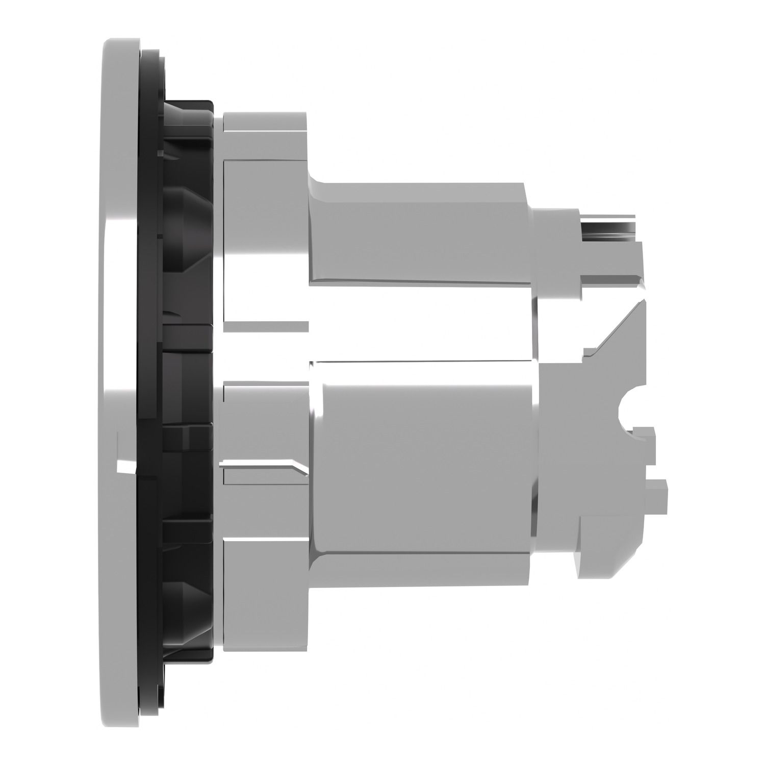 Picture of Head for illuminated push button, Harmony XB4, metal, yellow, universal LED, 30mm, left to center, for legend of insertion