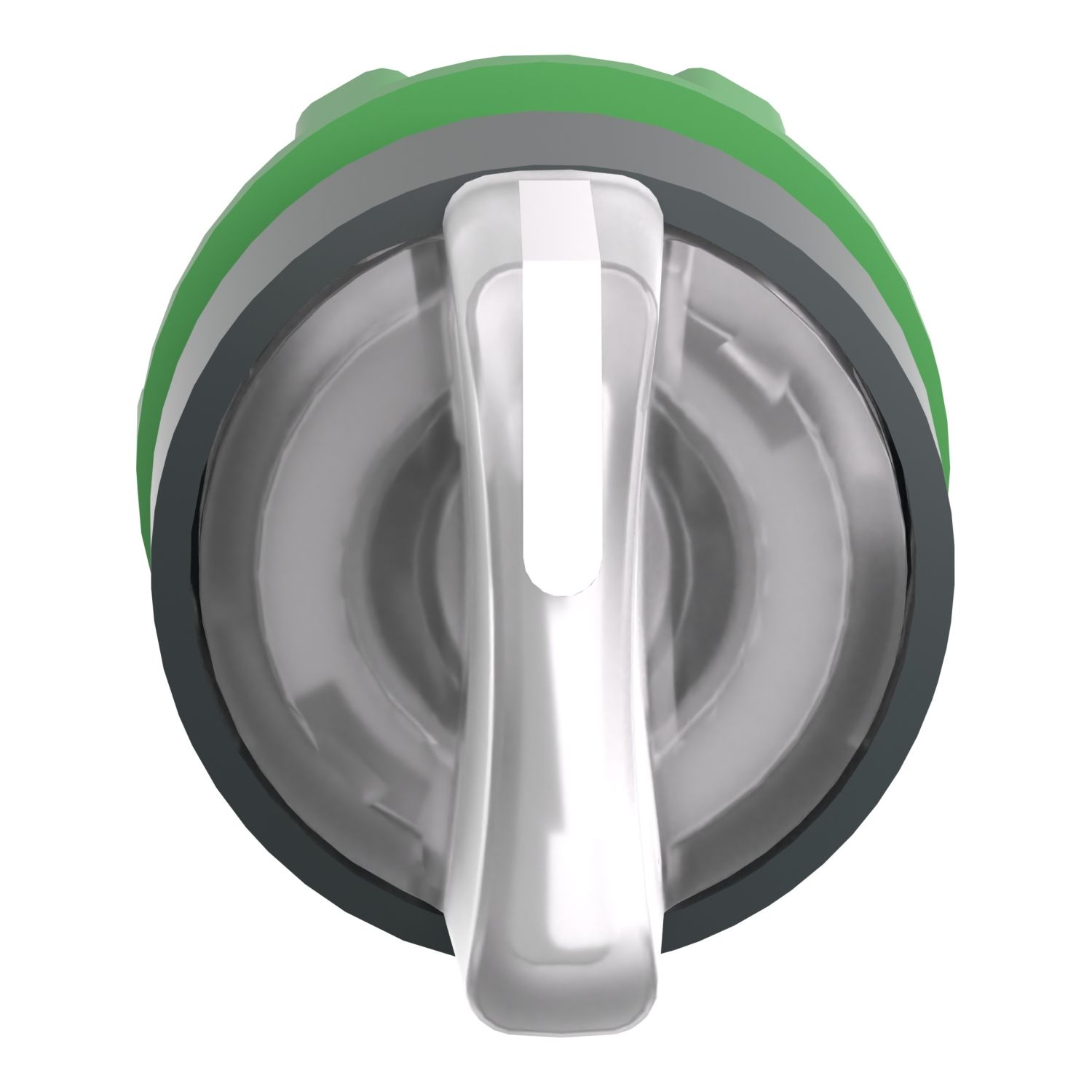 Picture of Head for illuminated selector switch, Harmony XB5, dark grey plastic, white handle, 22mm, universal LED, 3 positions, left to center