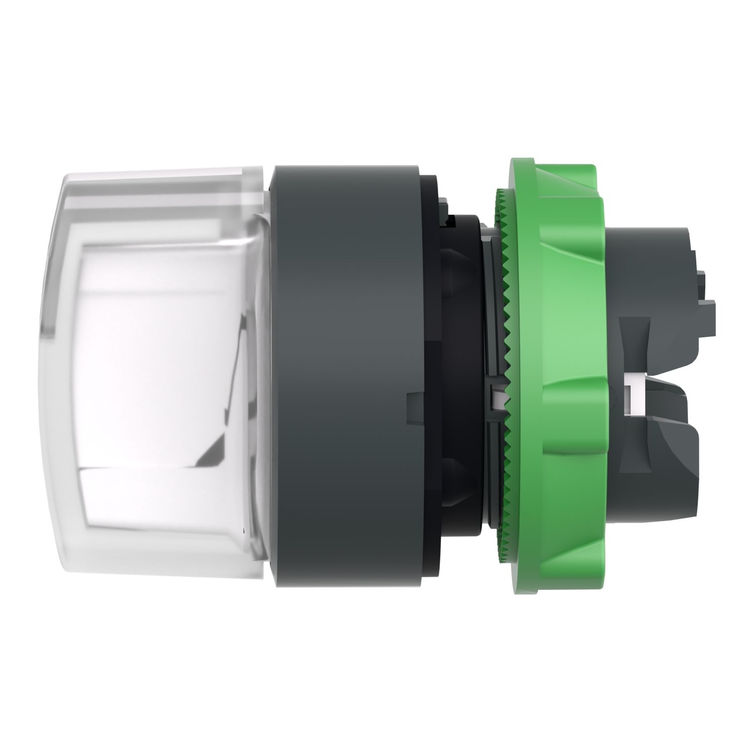 Picture of Head for illuminated selector switch, Harmony XB5, dark grey plastic, white handle, 22mm, universal LED, 3 positions, left to center