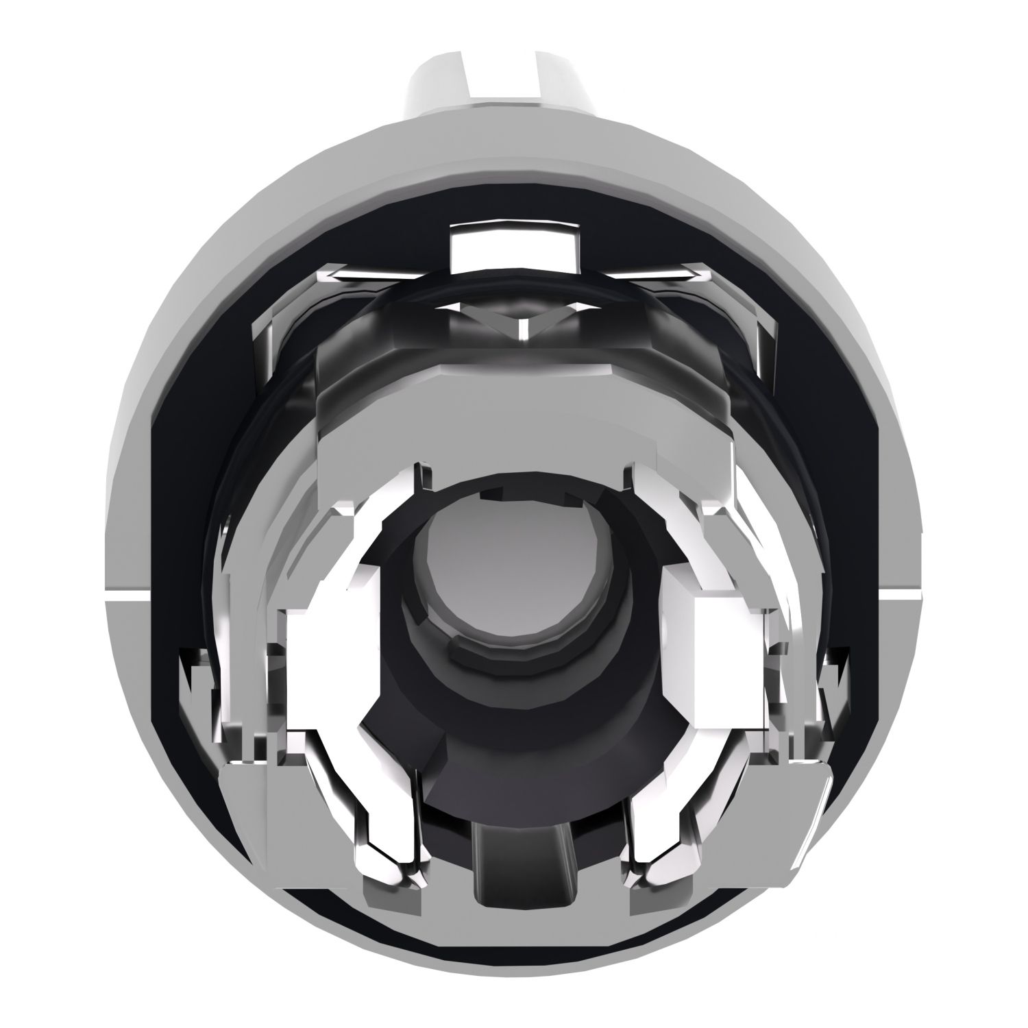 Picture of Head for illuminated selector switch, Harmony XB4, chromium metal, white handle, 22mm, universal LED, 3 positions,