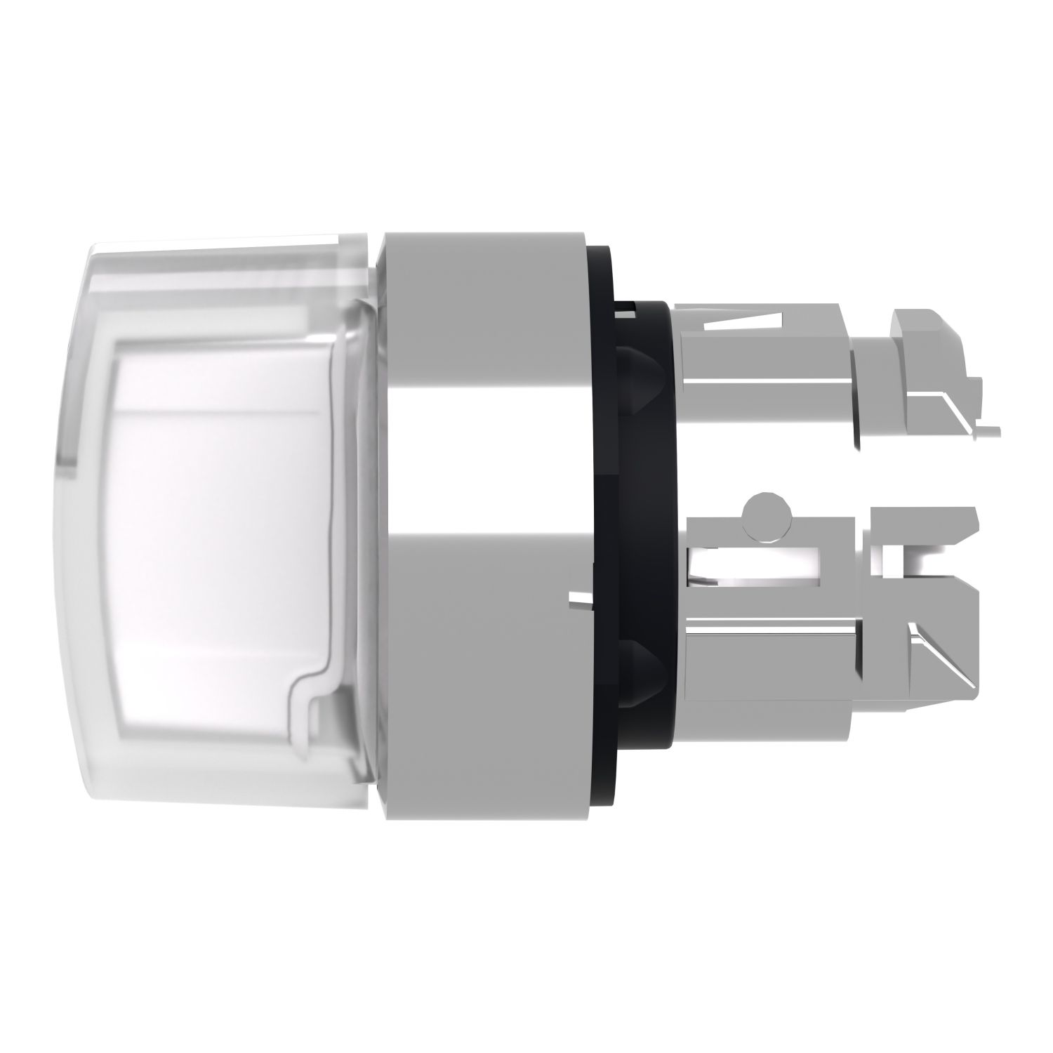 Picture of Head for illuminated selector switch, Harmony XB4, chromium metal, white handle, 22mm, universal LED, 3 positions,
