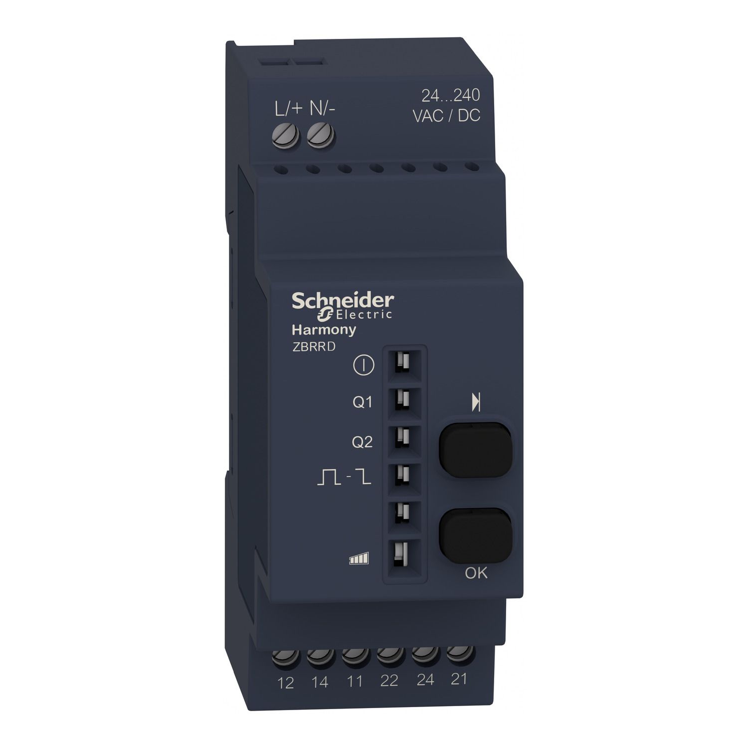 Picture of Programmable receiver - 2 relays - 24..240  V AC/DC - 2 pusbuttons - 6 LEDs