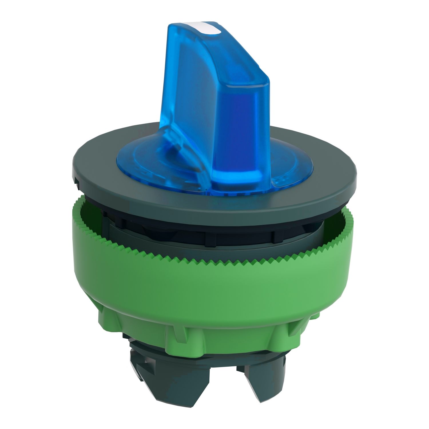 Picture of Head for illuminated selector switch, Harmony XB5, plastic, blue handle, universal LED, 3 positions, right to center