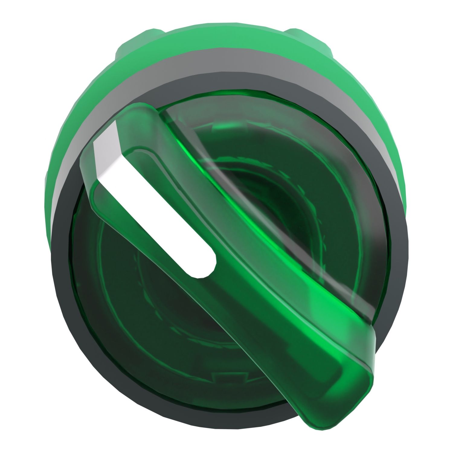 Picture of Head for illuminated selector switch, Harmony XB5, universal LED,  green handle, 22mm, 2 positions, spring return