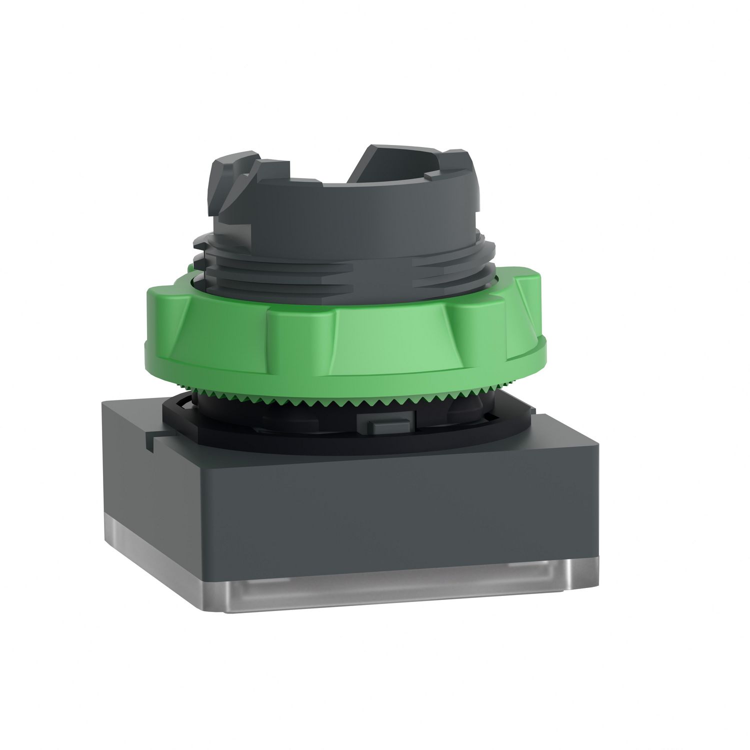 Picture of Head for illuminated push button, Harmony XB5, plastic, white square flush, 22mm, universal LED, for insertion of legend