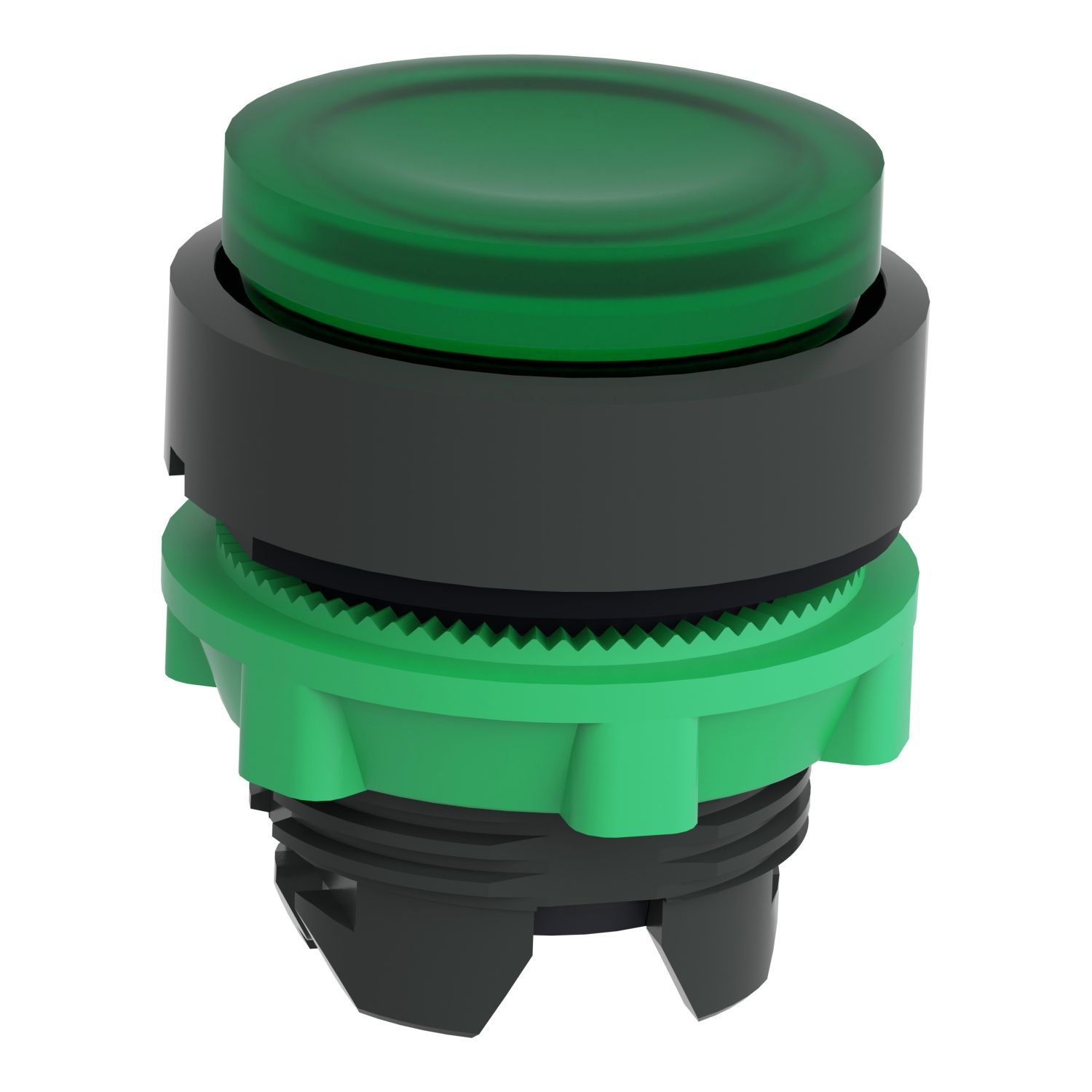 Picture of Head for illuminated push button, Harmony XB5, green projecting, 22mm, universal LED, spring return, unmarked