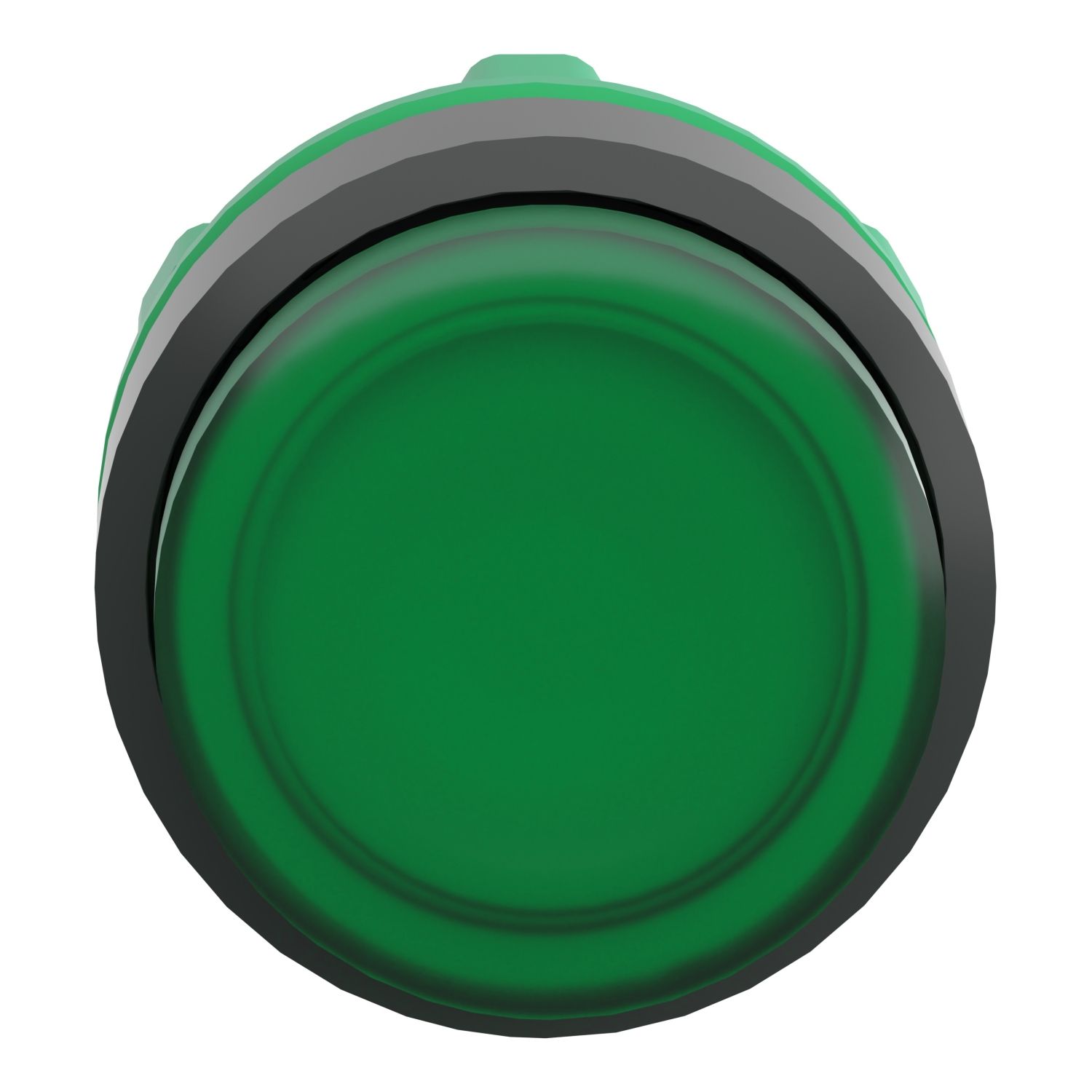 Picture of Head for illuminated push button, Harmony XB5, green projecting, 22mm, universal LED, spring return, unmarked