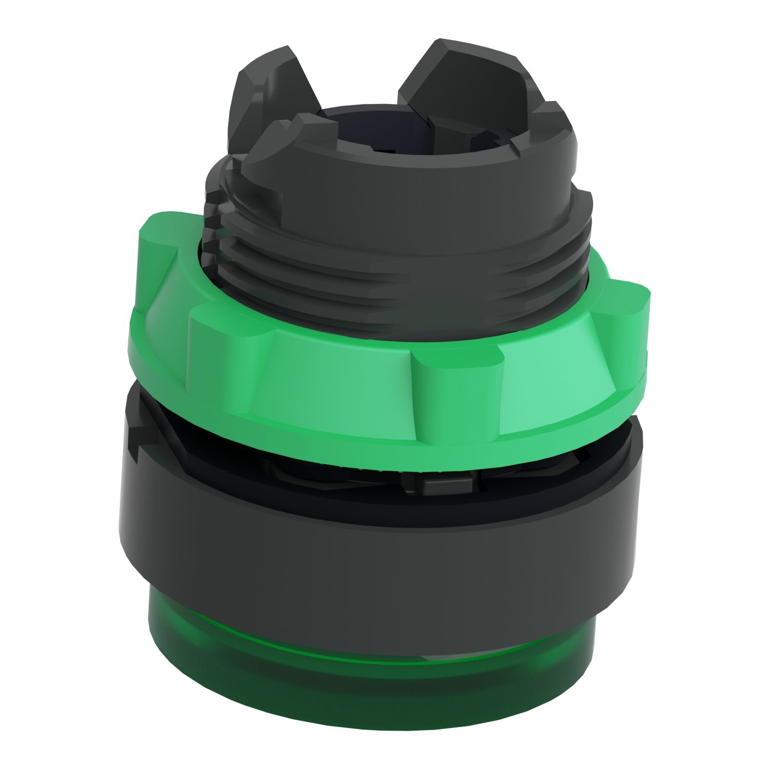 Picture of Head for illuminated push button, Harmony XB5, green projecting, 22mm, universal LED, spring return, unmarked