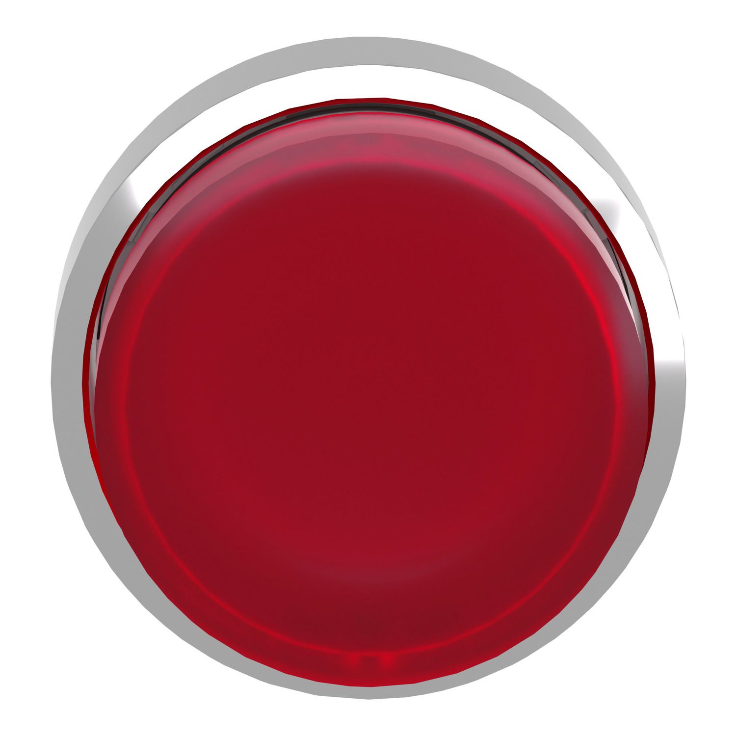 Picture of Head for illuminated push button, Harmony XB4, metal, red projecting, 22mm, universal LED, spring return, plain lens