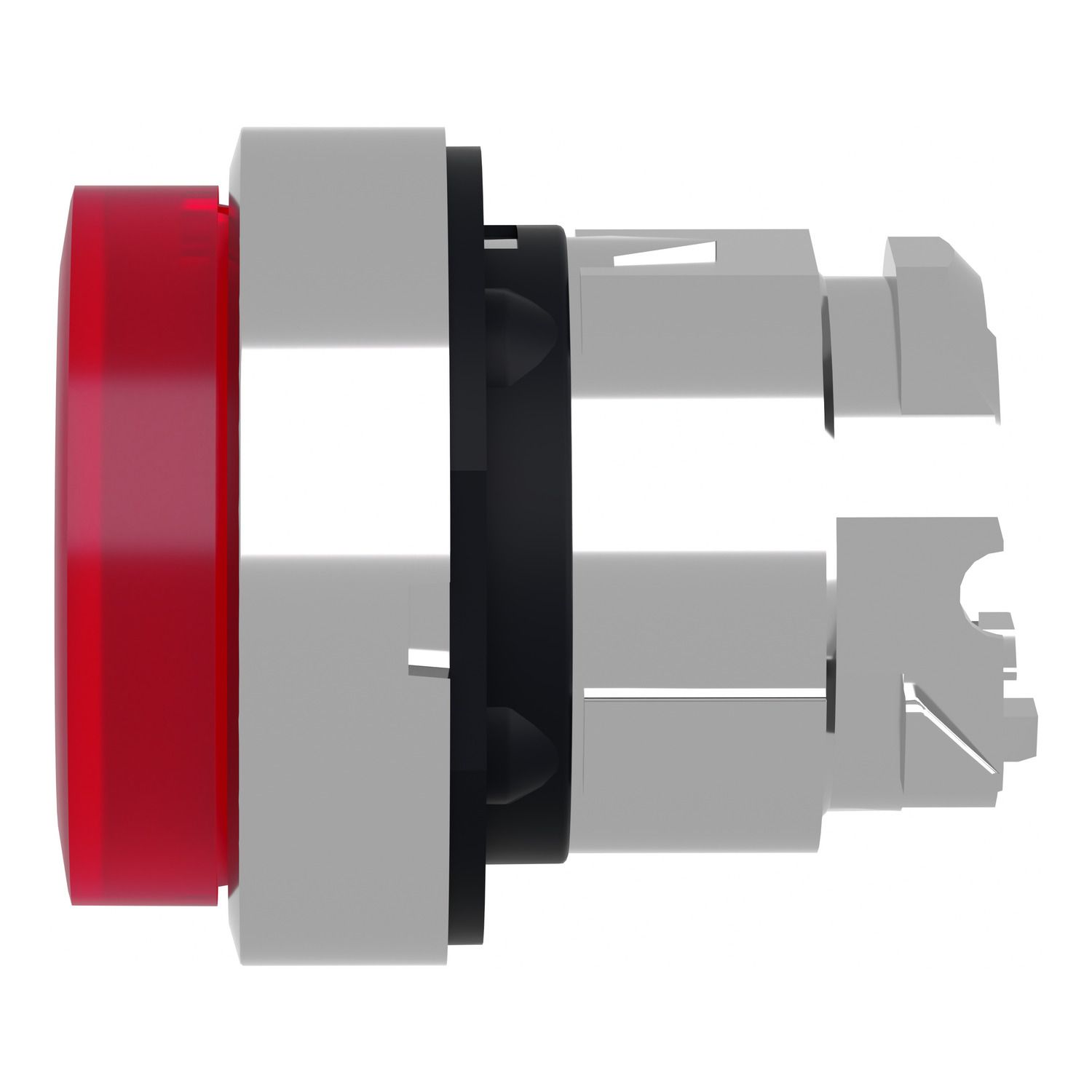 Picture of Head for illuminated push button, Harmony XB4, metal, red projecting, 22mm, universal LED, spring return, plain lens